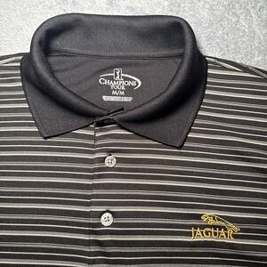 Jaguar Embroidered Men's SZ M Champions Tour Short Sleeve Striped Golf Shirt